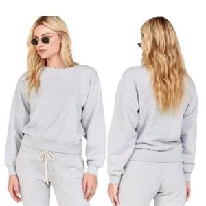 Mate The Label Grey Fleece Raw Neck Crewneck Sweatshirt Medium